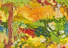 Yrsa byder på abstrakt kunst i hendes eget atelier
