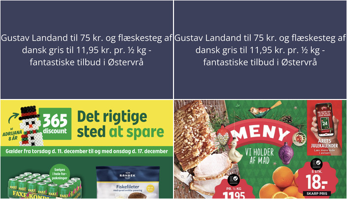 Gustav Landand til 75 kr. og flæskesteg af dansk gris til 11,95 kr. pr. ½ kg - fantastiske tilbud i Østervrå