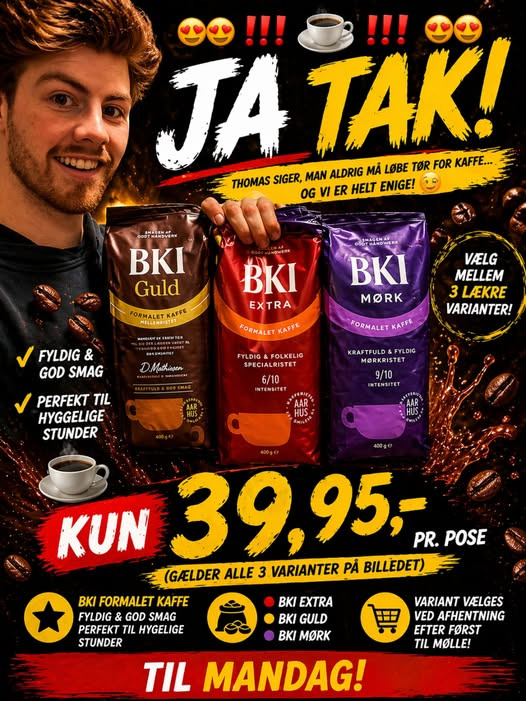 Spar Valsgård tilbyder BKI kaffe til 39,95 pr. pose – vælg mellem flere varianter