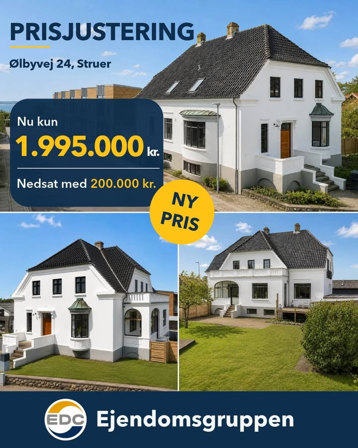 EDC Ejen­doms­grup­pen Struer prisjusterer villa på Ølbyvej 24 til 1.995.000 kr.
