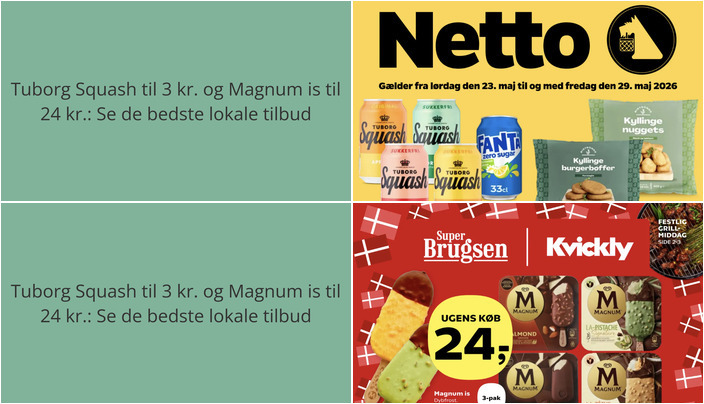 Tuborg Squash til 3 kr. og Magnum is til 24 kr.: Se de bedste lokale tilbud
