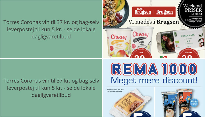 Torres Coronas vin til 37 kr. og bag-selv leverpostej til kun 5 kr. - se de lokale dagligvaretilbud