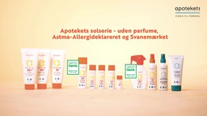 Apotekets solserie: Parfumefri, astma-allergideklareret og svanemærket produkter tilgængelige online med fri fragt på køb over 249 kr
