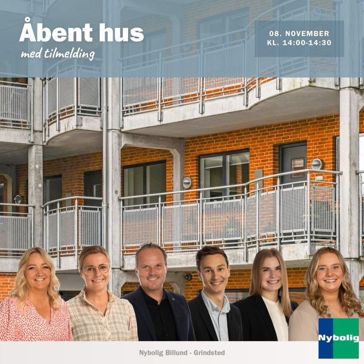 Nybolig Grindsted inviterer til åbent hus på lejlighed i hjertet af Grindsted fredag d. 8. november