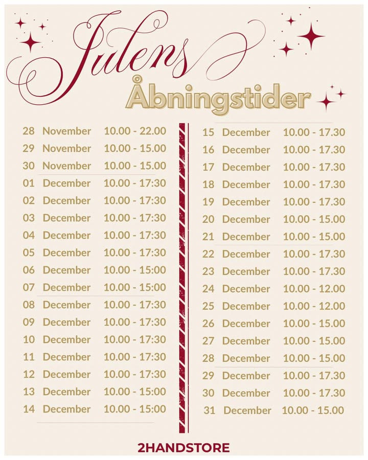 2HandStore annoncerer udvidede åbningstider i december for juleshopping