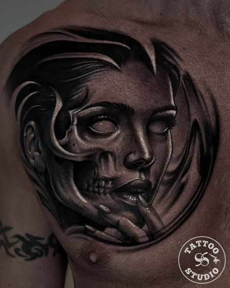 Tattoo Studio 96 Aarhus viser Black & Grey-portræt udført af Alejandro