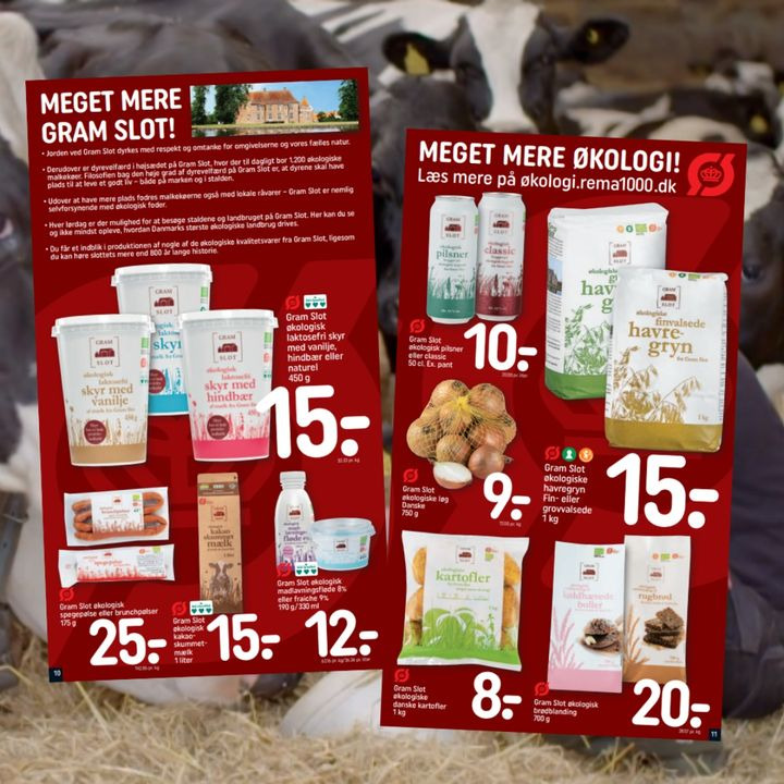 Rema1000 Gærumvej fremhæver økologiske produkter fra Gram Slot