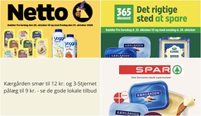 Kærgården smør til 12 kr. og 3-Stjernet pålæg til 9 kr. - se de gode lokale tilbud