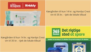Kærgården til kun 14 kr. og Hardys Crest vin til 35 kr. - tjek de lokale tilbud