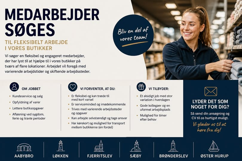 DK Shoes Brønderslev ApS søger fleksibel medarbejder til flere butikslokationer