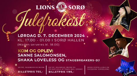 Festlig julefrokost i Sorø Hallen med stjernespækket musikprogram