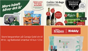 Store besparelser på Canaja Gold vin til 49 kr. og Bakkedal smørbar til kun 12 kr.