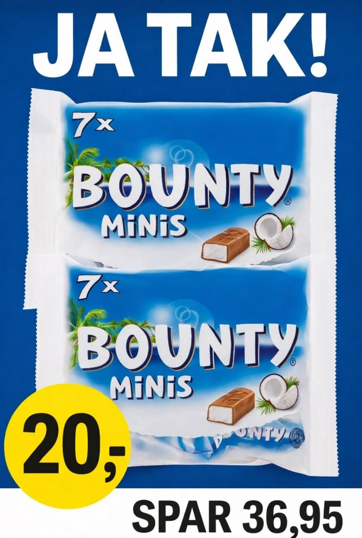 Meny Hobro tilbyder Bounty minis til nedsat pris