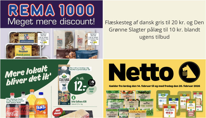 Flæskesteg af dansk gris til 20 kr. og Den Grønne Slagter pålæg til 10 kr. blandt ugens tilbud