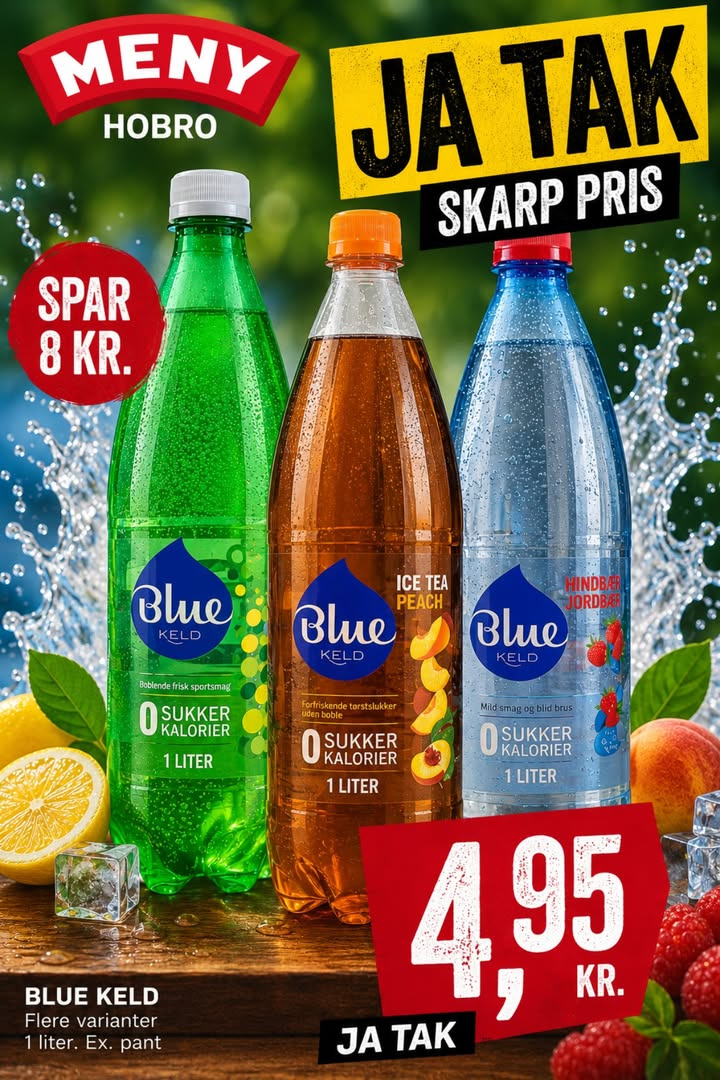 MENY Hobro tilbyder Blue kell 1 liter til 4,95 kr.