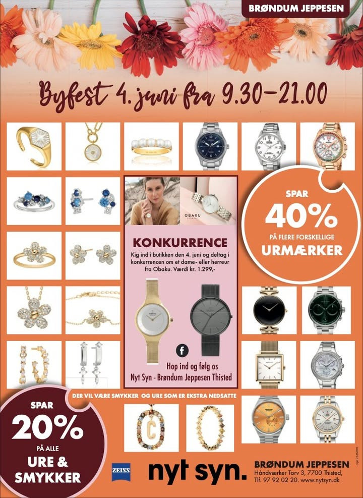 Nyt Syn Brøndum Jeppesen inviterer til byfest og konkurrence om stilfuldt Obaku ur