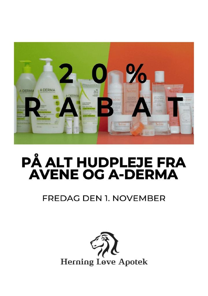 Spar 20% på Avène og A-Derma hos Herning Løve Apotek fredag