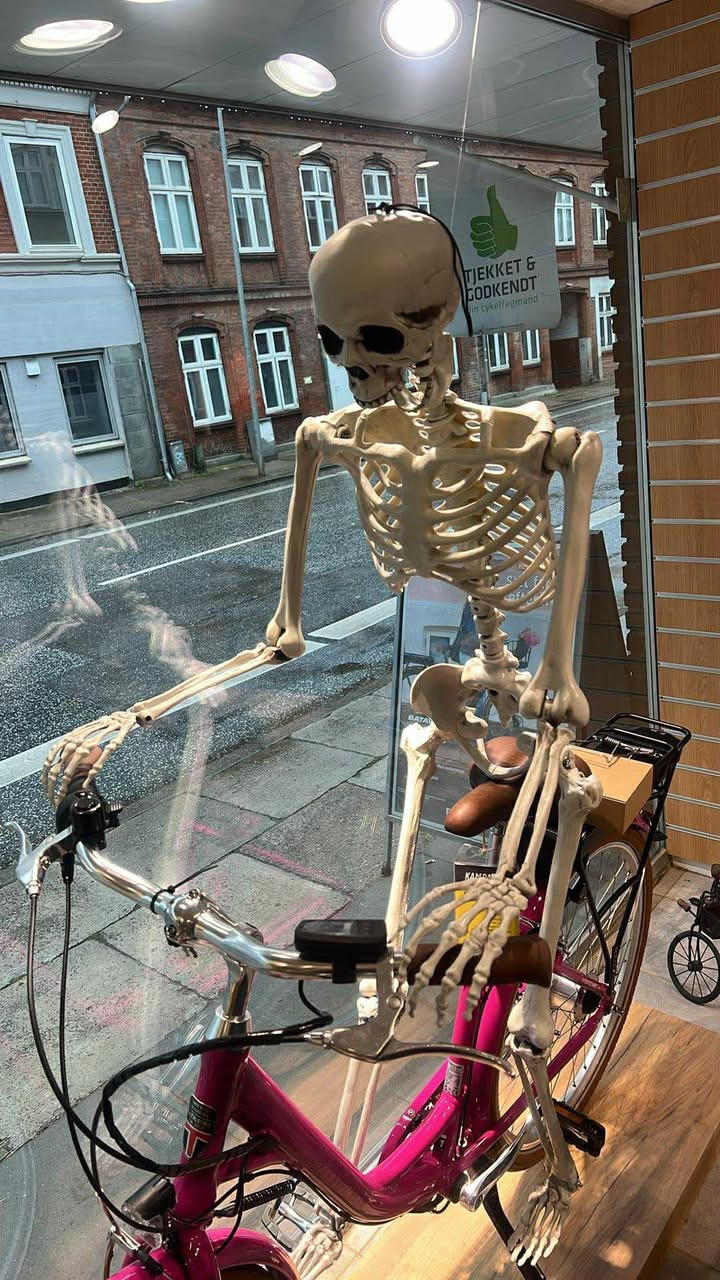 Halloween-stemning hos Fri BikeShop Vejle med (u)hyggelige dekorationer