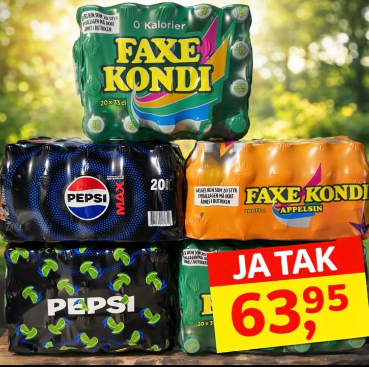Meny Hobro tilbyder ja tak-event med Pepsi Max og Faxe Kondi i 20-pak