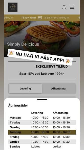 Simply Delicious har fået app til bestilling fra mobilen