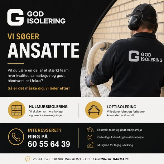 God isolering ApS søger nye medarbejdere til hulmurs- og loftisolering