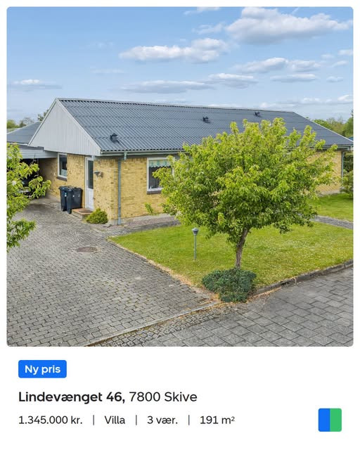 Nybolig Skive I/S har sat Lindevænget 46 i Skive ned til 1.345.000