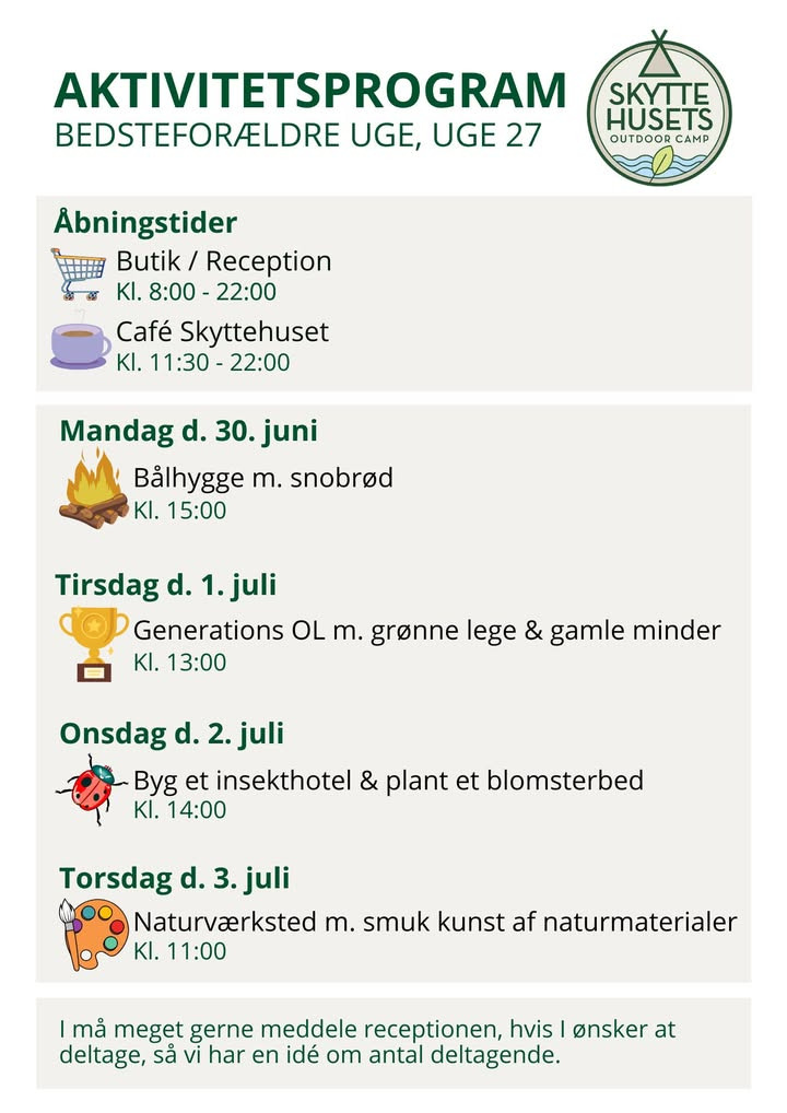 Skyttehusets Outdoor Camp er klar til højsæsonen med bedsteforældreuge