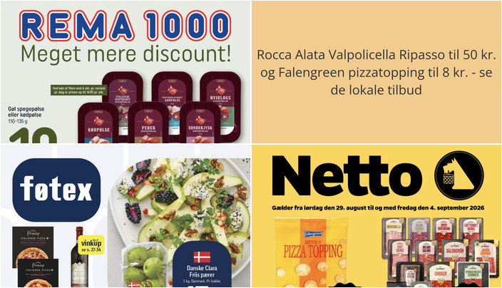 Rocca Alata Valpolicella Ripasso til 50 kr. og Falengreen pizzatopping til 8 kr. - se de lokale tilbud