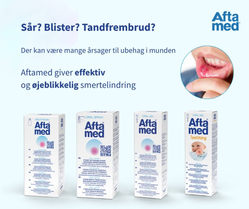 Herning Løve Apotek præsenterer Aftamed til smertelindring ved sår i munden