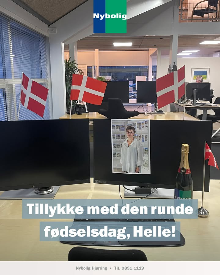 Nybolig Hjørring v/Morten Hove ønsker Helle tillykke med den runde fødselsdag