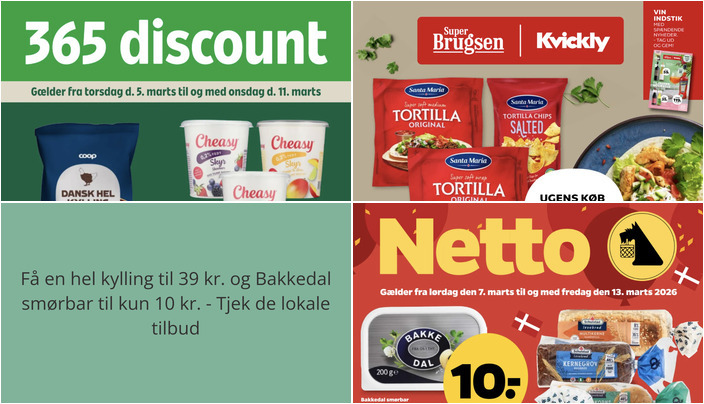 Få en hel kylling til 39 kr. og Bakkedal smørbar til kun 10 kr. - Tjek de lokale tilbud