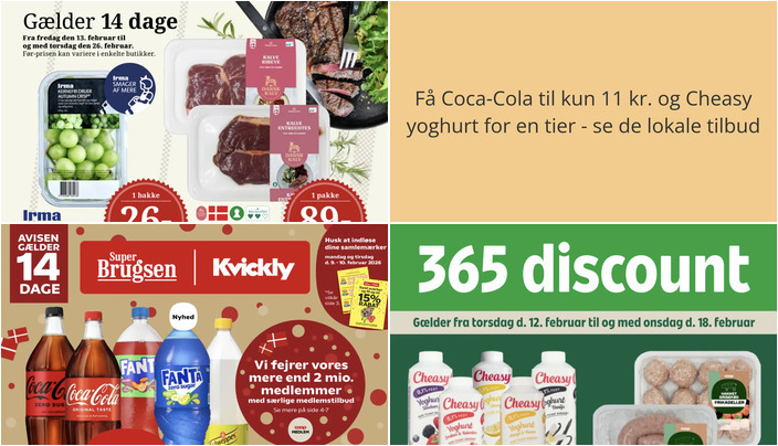 Få Coca-Cola til kun 11 kr. og Cheasy yoghurt for en tier - se de lokale tilbud