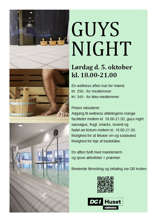 DGI Huset Herning inviterer til Guys Night: Mandehørm, wellness og musikbingo med præmier