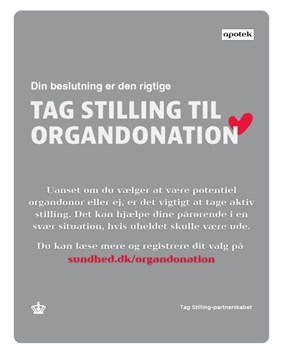 Vejlby Apotek opfordrer til aktiv stillingtagen om organdonation