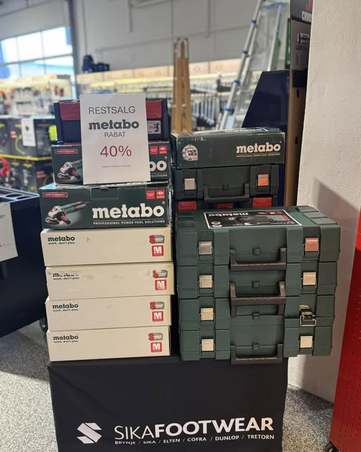 SB Lindgaard A/S tilbyder 40% rabat på Metabo værktøj under restsalg
