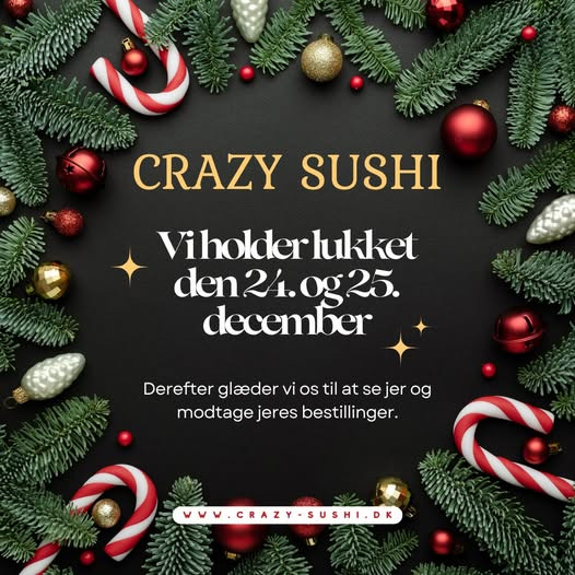 Crazy Sushi holder lukket i julen