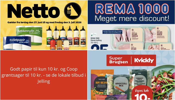 Godt papir til kun 10 kr. og Coop grøntsager til 10 kr. - se de lokale tilbud i Jelling