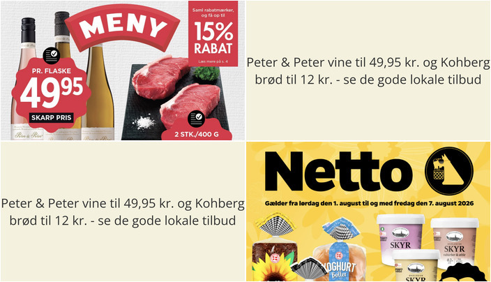 Peter & Peter vine til 49,95 kr. og Kohberg brød til 12 kr. - se de gode lokale tilbud