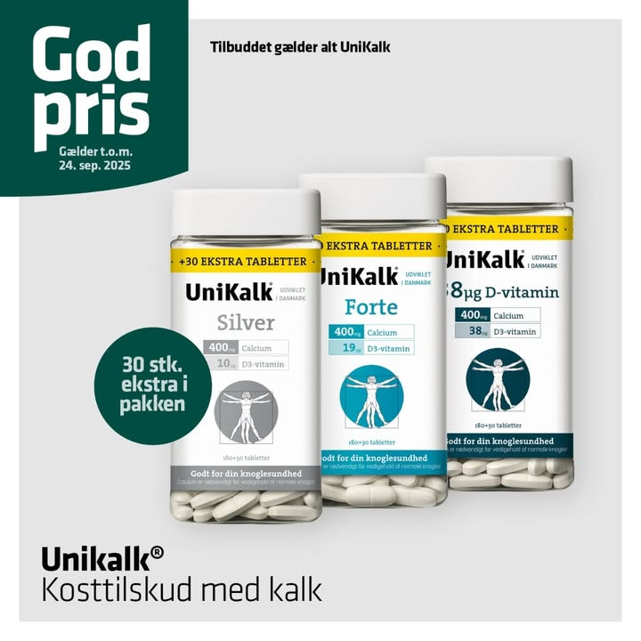 Vejlby Apotek tilbyder ekstra tabletter i Unikalk kosttilskud med nem online bestilling