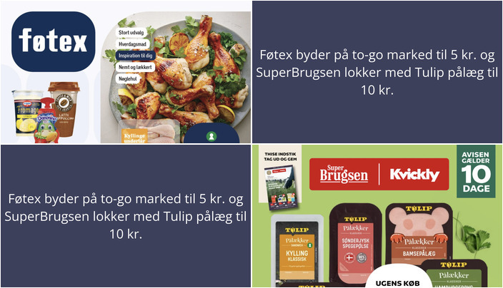 Føtex byder på to-go marked til 5 kr. og SuperBrugsen lokker med Tulip pålæg til 10 kr.