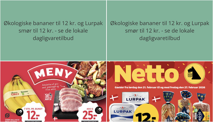 Økologiske bananer til 12 kr. og Lurpak smør til 12 kr. - se de lokale dagligvaretilbud