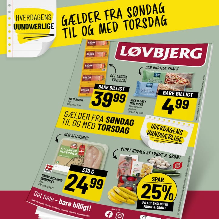 Spar stort hos Løvbjerg Frederikshavn: Tilbud på bacon, snack, kylling og økologi i februar