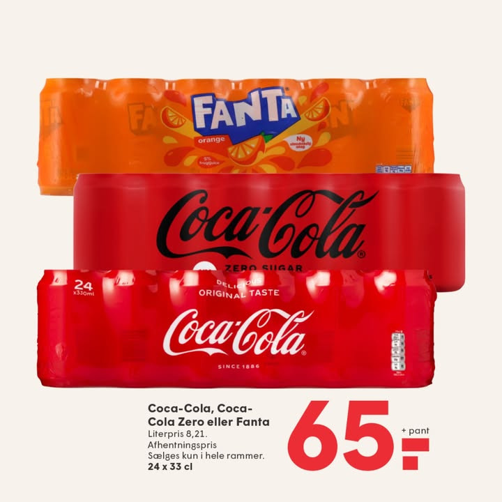 Spar Skallerup A/S tilbyder 24 dåser Coca-Cola til 65 kr. i begrænset periode