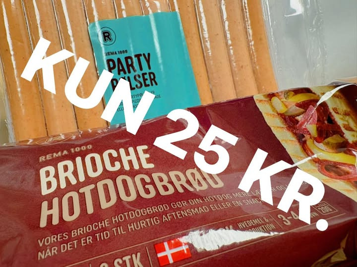Rema 1000 Nørresundby tilbyder partypølser og brioche hotdogbrød til specialpris mandag uge 38
