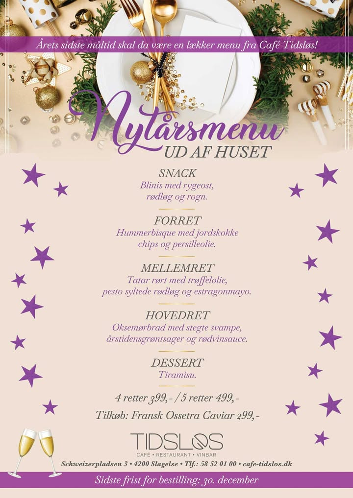 Nyd årets sidste måltid med Café Tidslös' 5-retters nytårsmenu