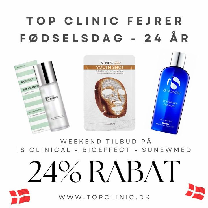 Top Clinic fejrer 24 års jubilæum med 24% rabat på populære produkter