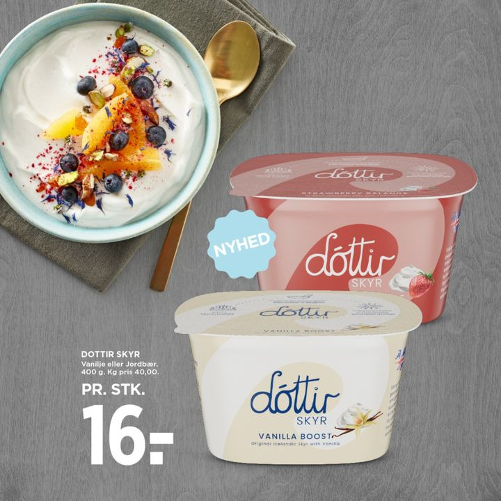Meny Hjerting introducerer ægte islandske dóttir skyr til 16 kr. pr. stk.