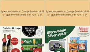 Spændende tilbud: Canaja Gold vin til 49 kr. og Bakkedal smørbar til kun 12 kr.