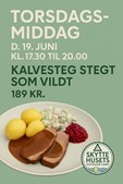 Skyttehusets Outdoor Camp inviterer til torsdagsmiddag med kalvesteg inden sommerpausen