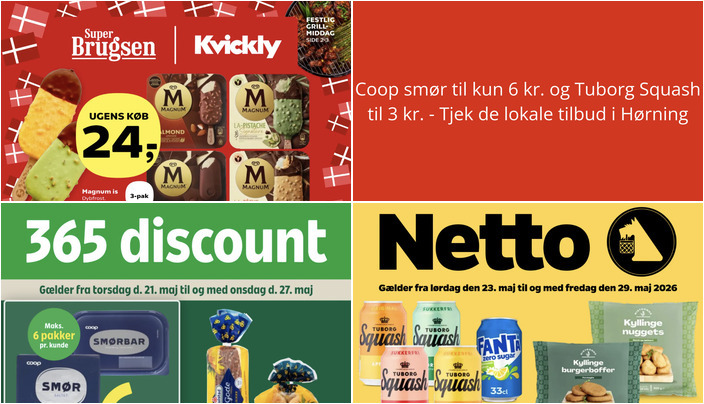 Coop smør til kun 6 kr. og Tuborg Squash til 3 kr. - Tjek de lokale tilbud i Hørning